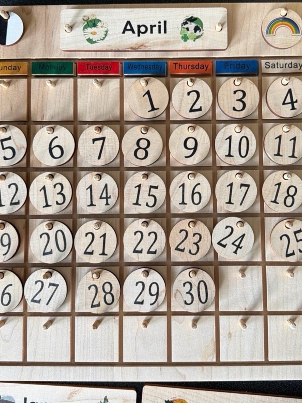 Wooden Perpetual Calendar - Natural Wood - Picture 6 of 10